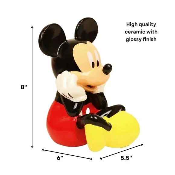 DISNEY Mickey Mouse Ceramic Coin Bank – Classic Outfit, NWT - Picture 8 of 12